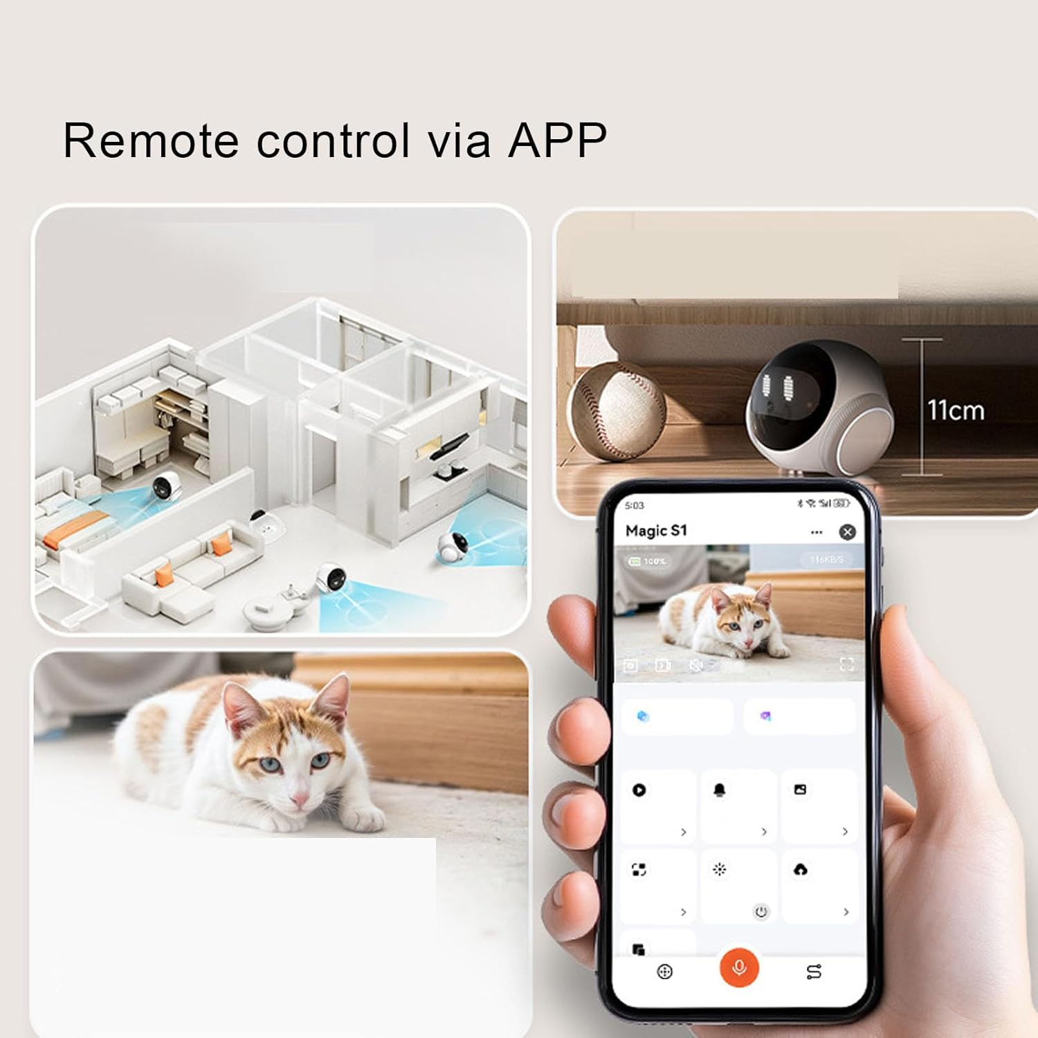 MENDUNER Moving Pet Camera with 360 View, 1080P Auto Follow Robot Camera for Dogs and Cats, 2 Way Audio, Night Vision, Pet Cameras Baby Monitor for Home Security, App Control image number 1