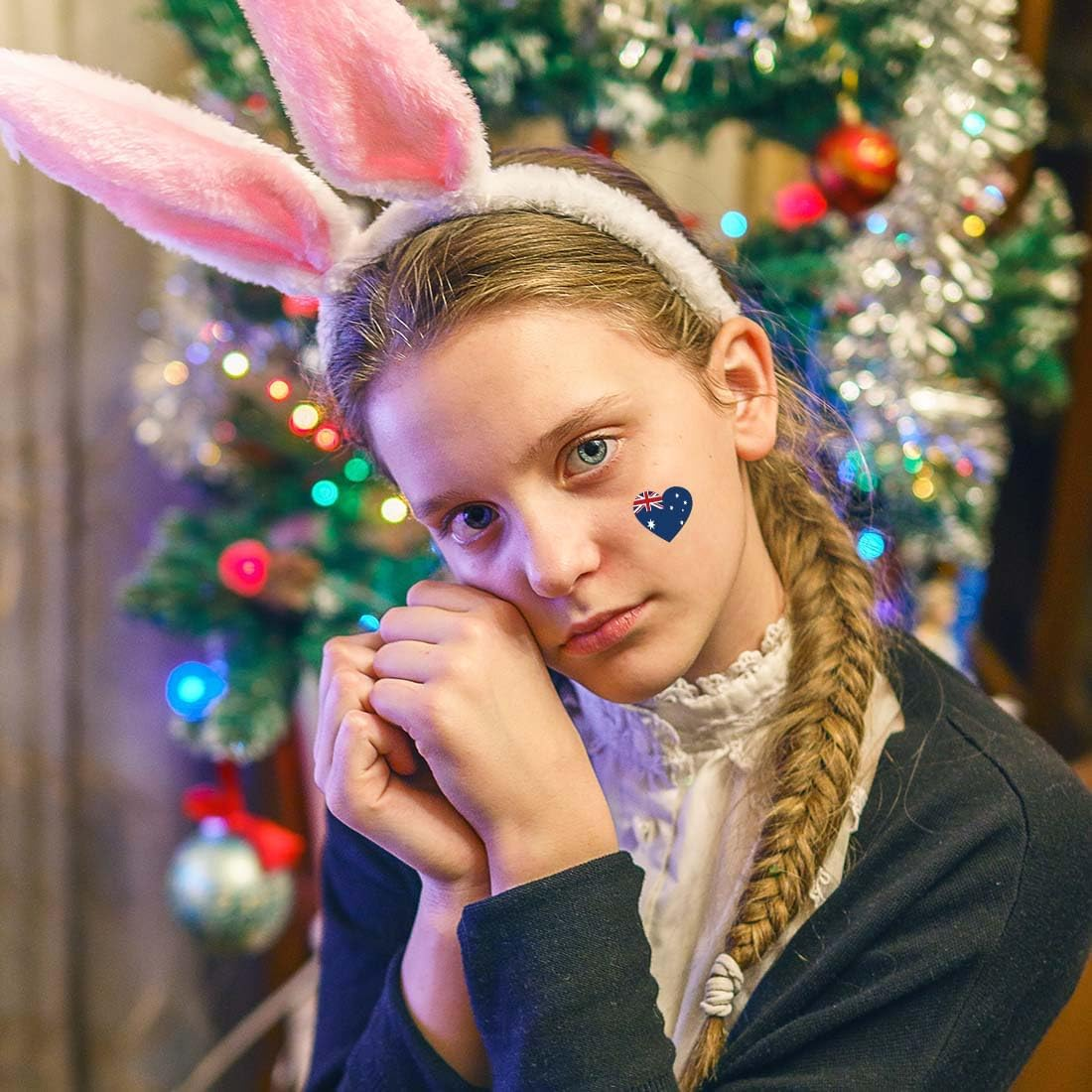 20 PCS Australia Flag Temporary Tattoo,Australian Banner Rectangle Heart Tattoos Decoration Decal, Waterproof Sticker for Party Parade Sport Carnival Classroom