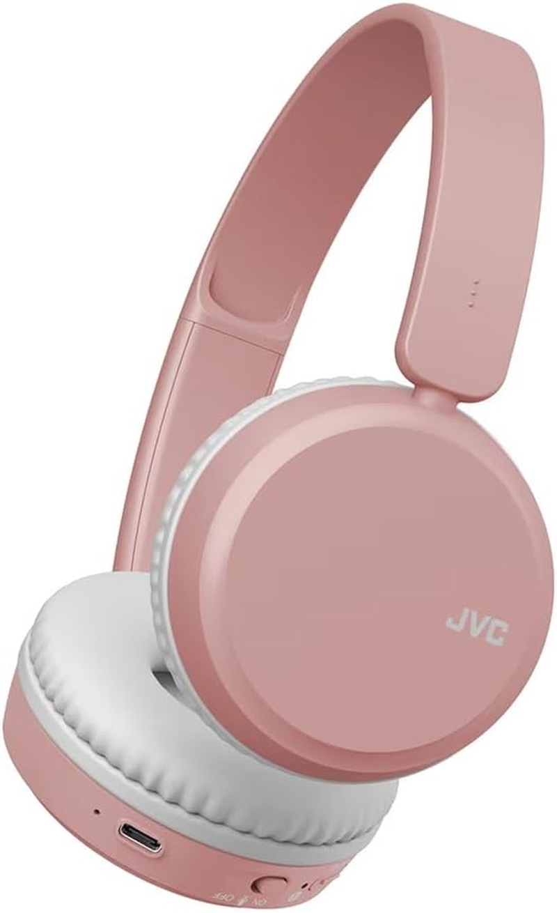 JVC HA-S36W-P Wireless Bluetooth On-Ear Headphones, 35 Hours of Wireless Listening Time, Soft Ear-Pads for a Secure and Comfortable Fit, Bass Boost Function for Dynamic Bass Sound (On/Off) (Pink)