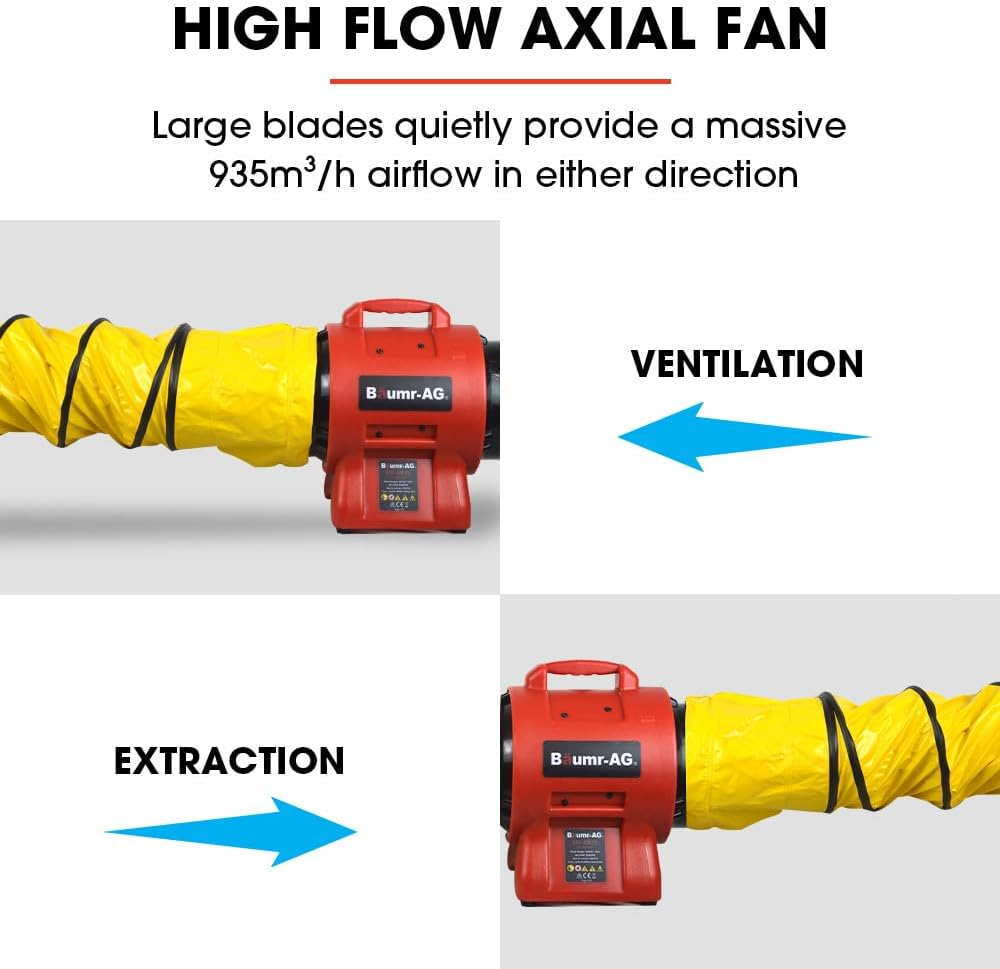 Baumr-Ag 200Mm (8 Inch) Portable Air Blower Mover Axial Ventilation Extraction Fan