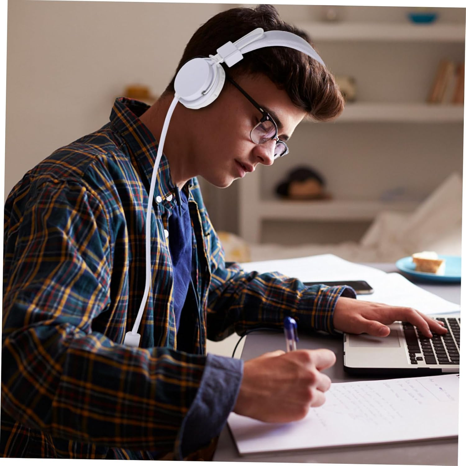 LIGIGWASH Wired Over-Ear Game Headset In-Line Mic, White, Stereo Gaming Headphones for Pc, Wired Headphone for Gamers and Streaming