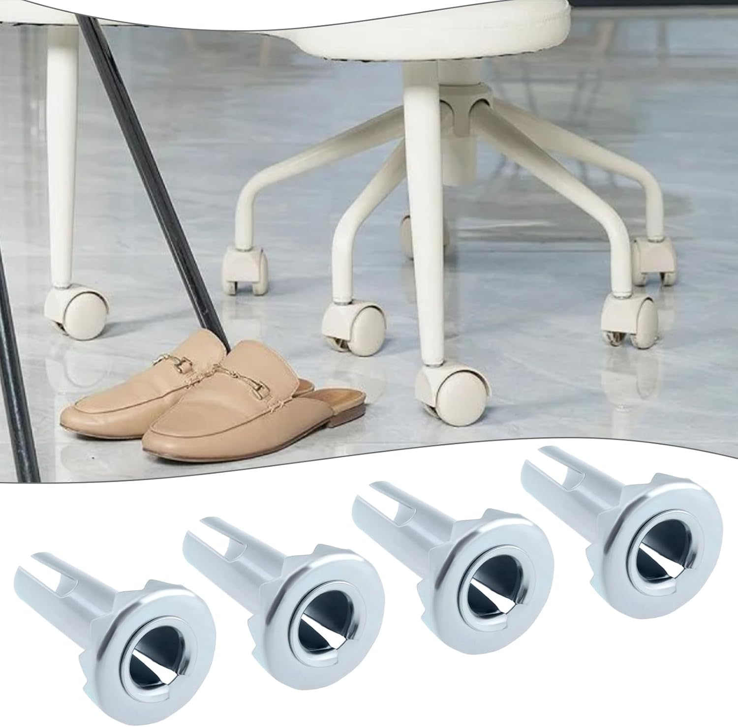 16 Pieces 3/8" X 1-1/4" Caster Sockets Furniture Sleeve Metal Inserts for 5/16" Stem Caster Grip Ring Caster Chair Legs image number 6