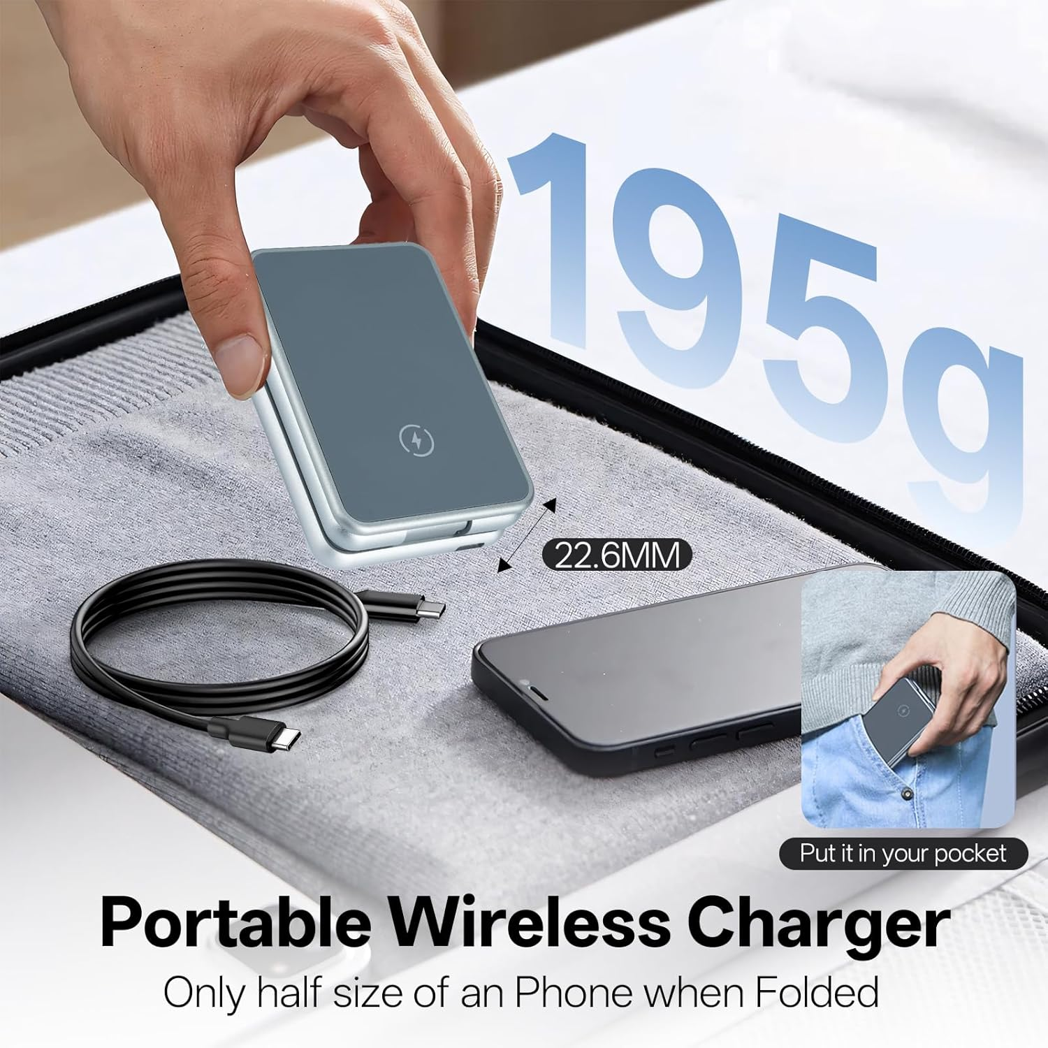 Foldable 3-In-1 Inductive Charging Station, Mobile Phone Charging Station for Phone and Apple Watch, Inductive Wireless Charging Station, 15 W Wireless Charger for Phone 8-14, for Apple Watch S1-S8/SE image number 4