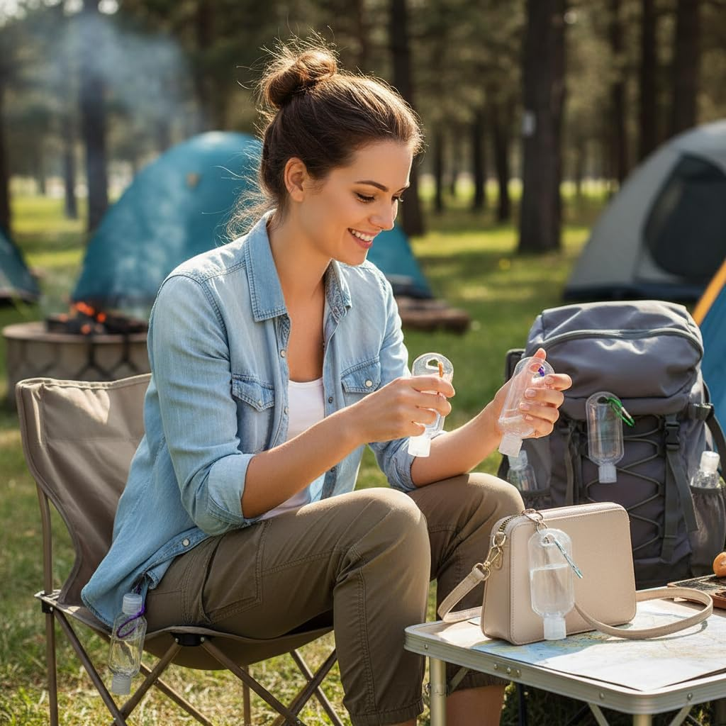 Refillable Travel Bottles for Toiletries, Leak Proof Squeeze Containers with Carabiner Clip, 5-Pack 50Ml BPA Free PETG Silicone Lids, for Shampoo Conditioner Lotion (5 Colors)- Damaill image number 1