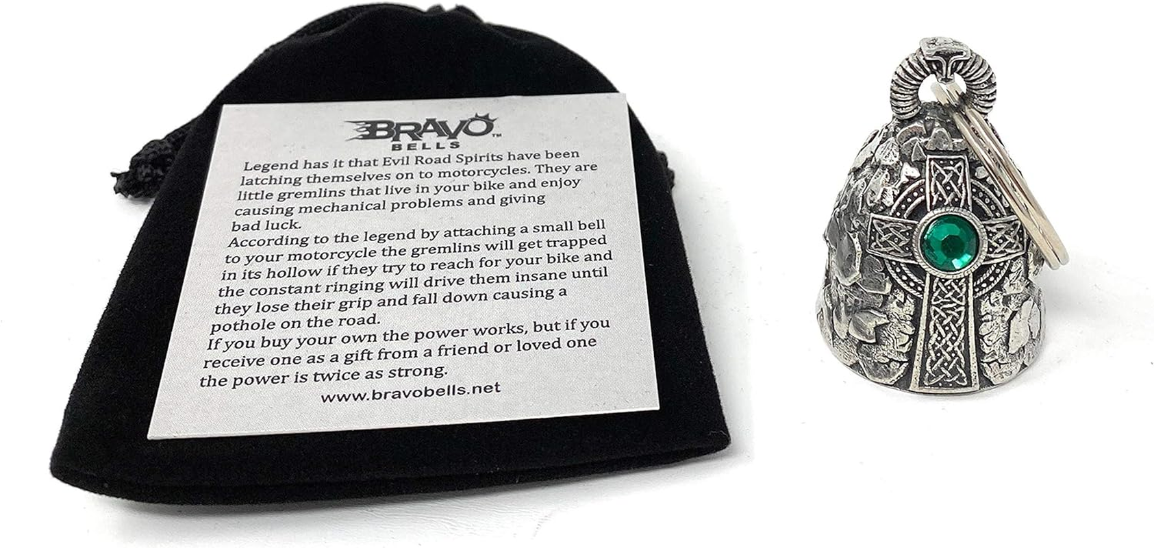 Bravo Bells Celtic Cross Diamond Bell - Biker Bell Accessory or Key Chain for Good Luck on the Road image number 5