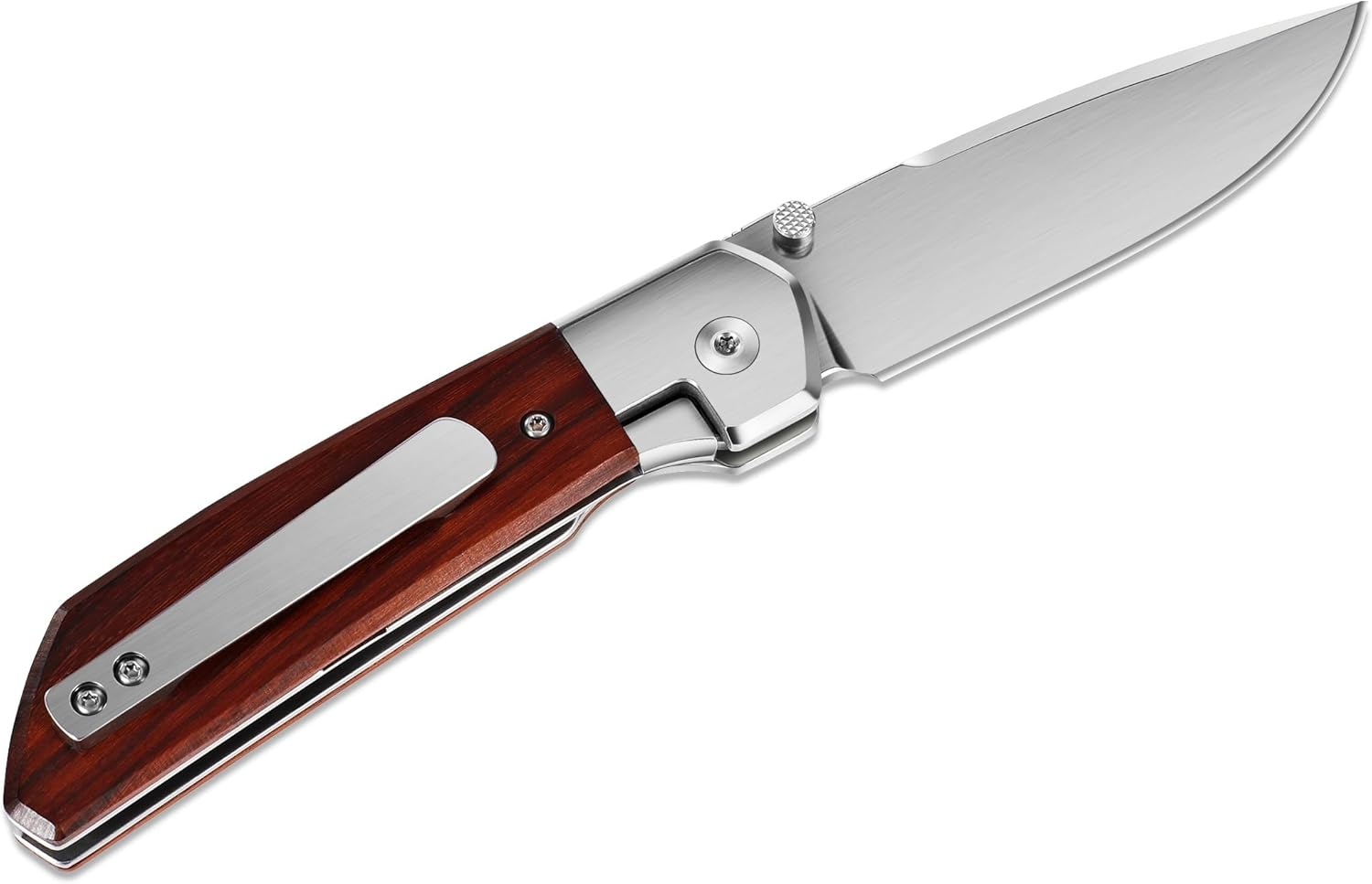 YF SAMRT Pocket Knives,Gentleman'S Knives, D2 Blade with Wood Handle and Deep Carry Pocket Clip, Camping Hunting Pocket Knife,Edc Knives for Everyday (Large) image number 2