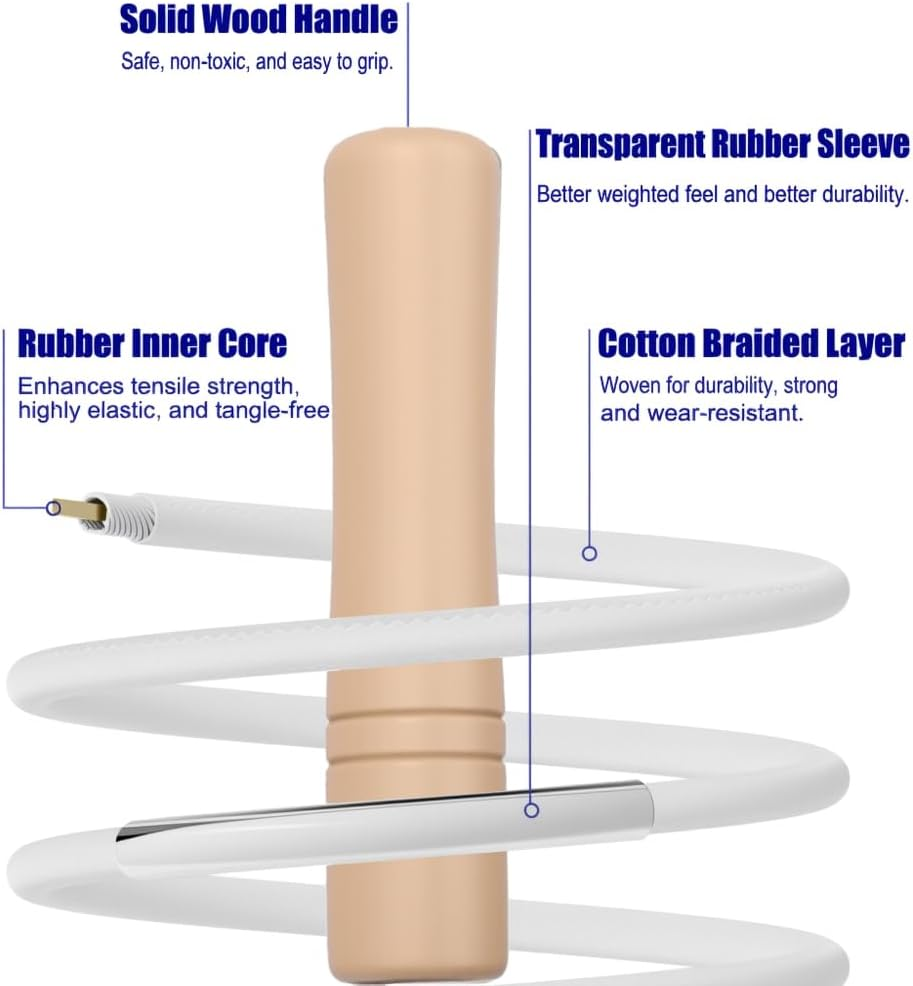 Cotton Jump Rope for Kids - Wooden Handle - Adjustable Cotton Braided Fitness Skipping Rope - Outdoor Fun Activity, Great Party Favor, Exercise Activity image number 5