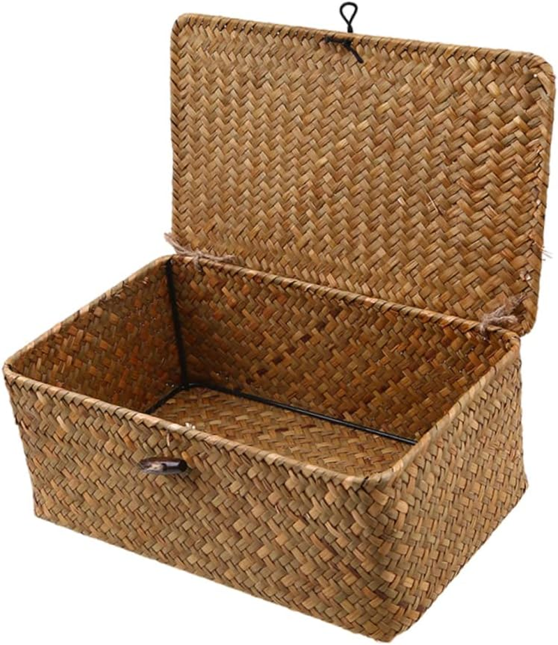 OFFSCH Seagrass Storage Basket Handwoven Rattan Container for Home Office Living Decor Clothes Organization image number 5