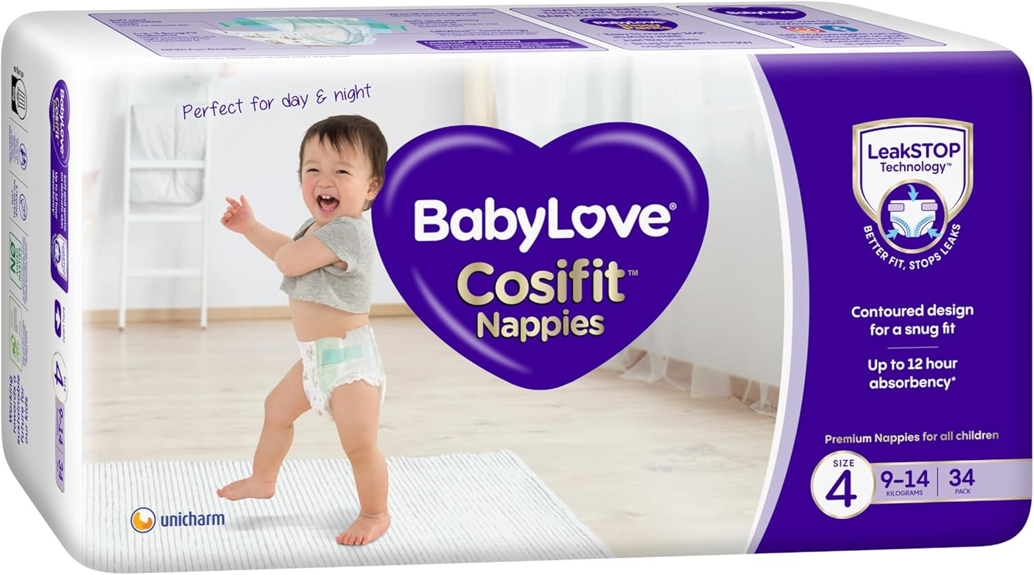 Babylove Cosifit Nappies Size 4 (9-14Kg) | 102 Pieces (3 X 34 Pack) image number 3
