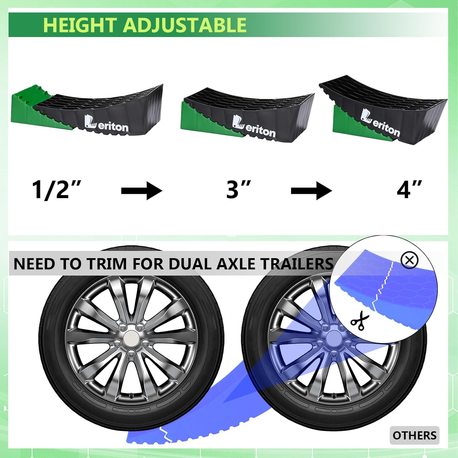 2 Pack RV Leveling Blocks Kit, Camper Leveler Ramp up to 35000 Lbs RV Leveler Including Chocks anti Slip Mats T Bubble Level Carry Bag for Single Dual Axle Trailers Trucks RV Campers image number 6