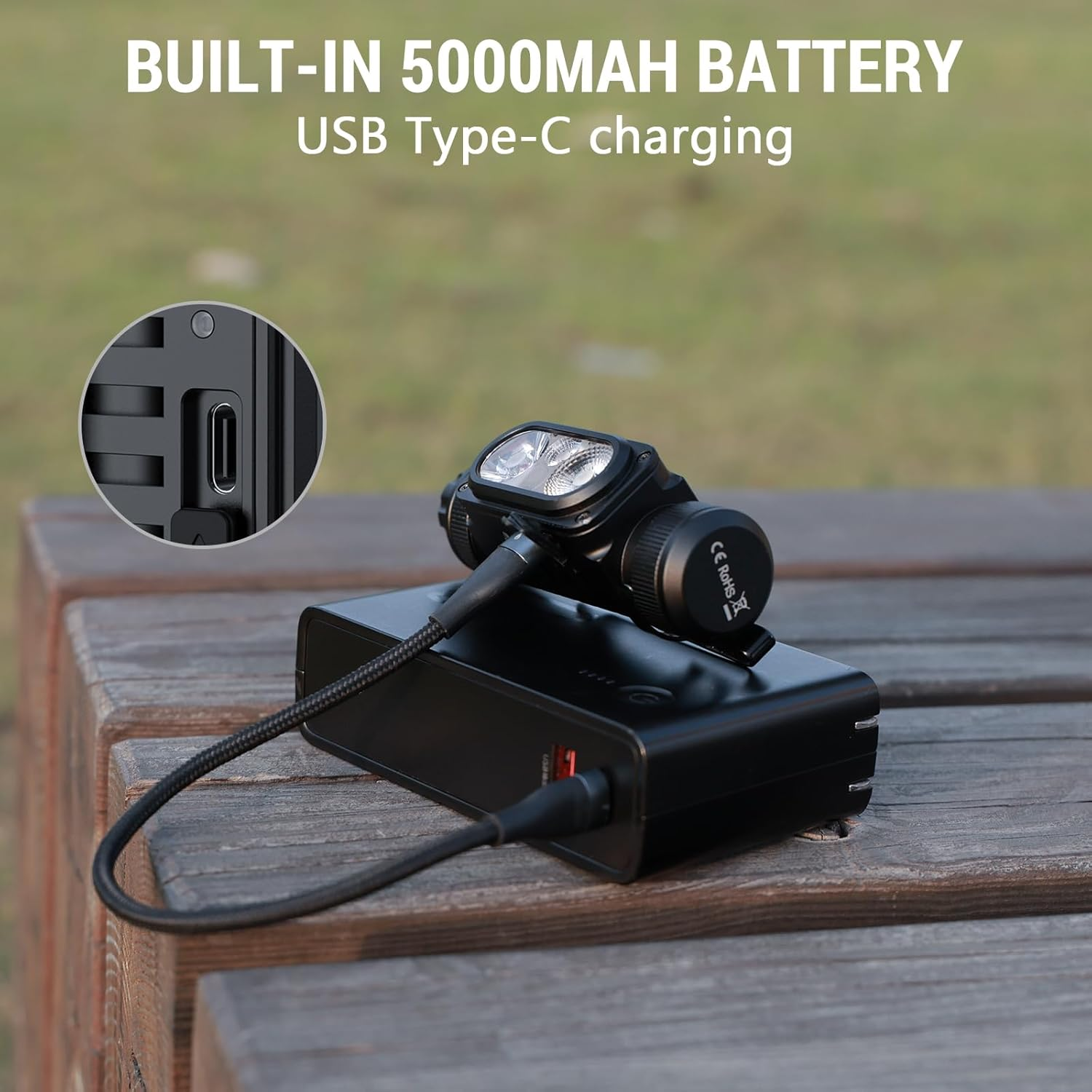 Wurkkos HD16 Headlamp 2500 Lumens Rechargeable LED Headlamp,3 in 1 Rechargeable Head Flashlight with Spot,Flood and Red Lights,Ip66 Waterproof Ultra Bright Head Light with Adjustable Headband image number 5