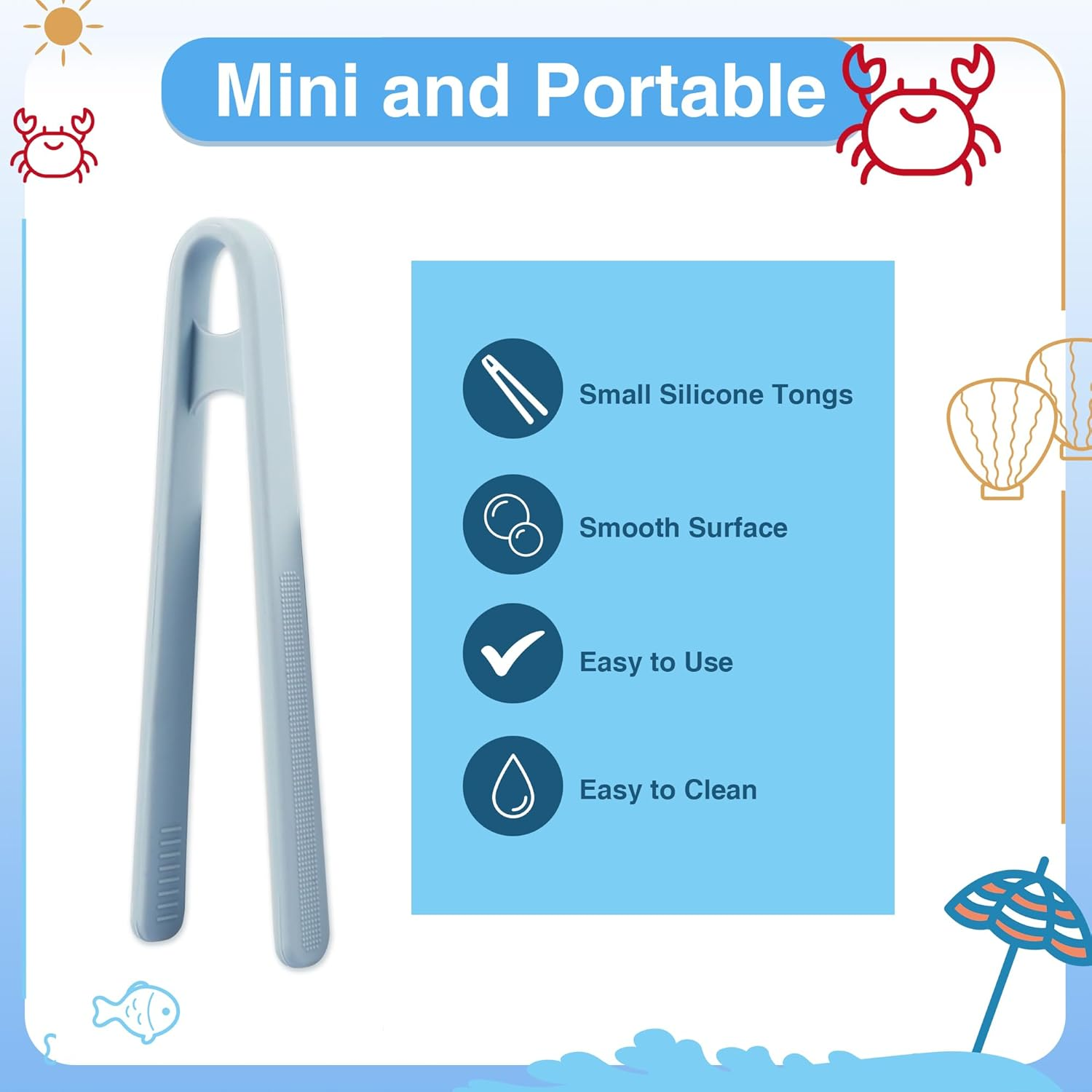 3 Pcs Silicone Mini Tongs 5.5 Inch 3 Color Small Tongs,Plastic Tweezers Toddler Tongs for Fine Motor Skills Sensory Toys and Accessories image number 1