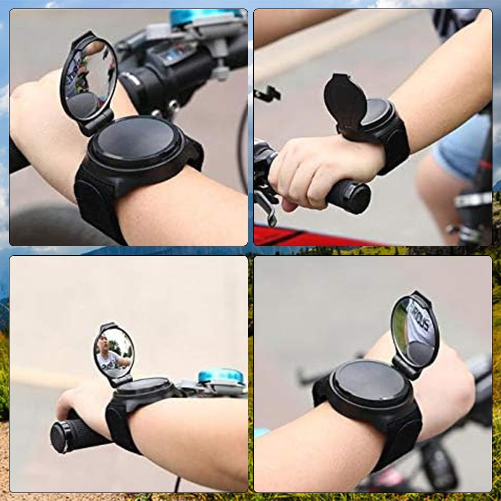 Bicycle Rear View Mirror Wide Angle Bicycle Bracelet Rear View Mirror Arm Wear for Cyclists 360 Degrees Bicycle Rear View Mirror Wrist Protection Bracelets Rear View Mirror, Bicycle Mirror, HD Real image number 5