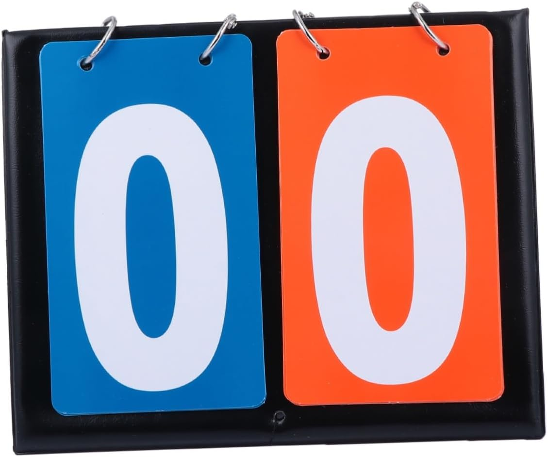 Basketball Scoreboard Two-Digit Flip Score Keeper, Double-Sided Manual Score Flipper for Sports Matches, Portable Outdoor Indoor Basketball Game Scoreboard Blue and Red Numbers image number 1