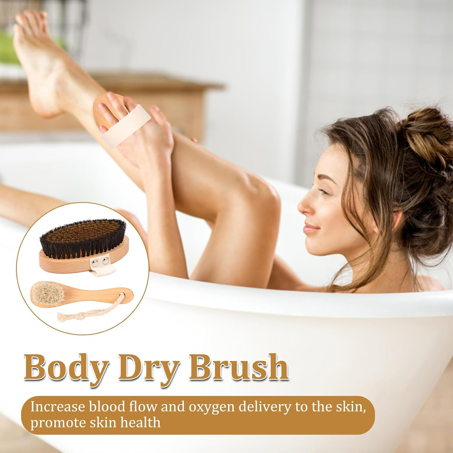 2 Pcs Dry Brushing Body Brush Set - Efficient Multifunctional Body Scrubber Kit | Ideal for Shower & Bathing | for Women & Men image number 4