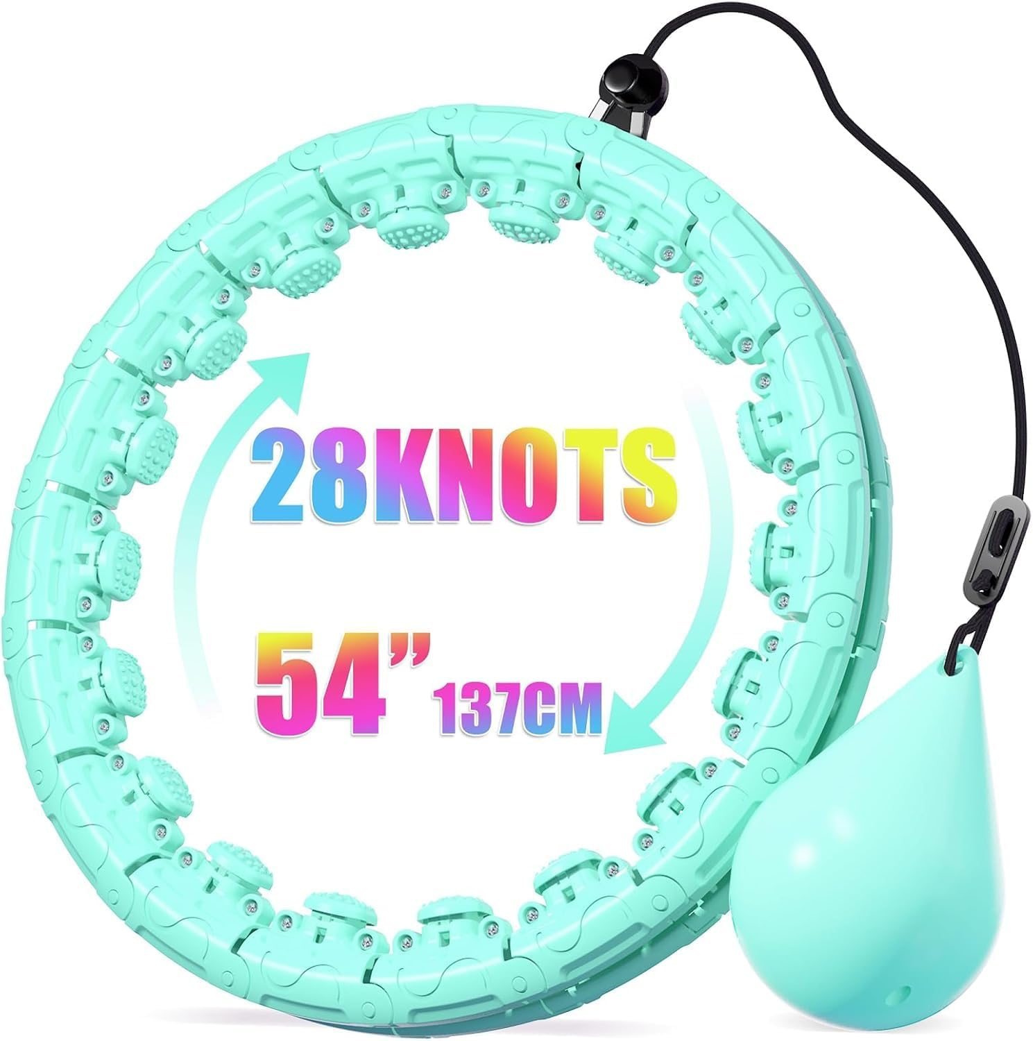 Weighted Hula Infinity Fitness Hoop for Adult Weight Loss, 2 in 1 Smart Fitness Workout Hula Circle Hoops with 28 Detachable Knots, Exercise Fit Hoop Suitable for Women and Beginners