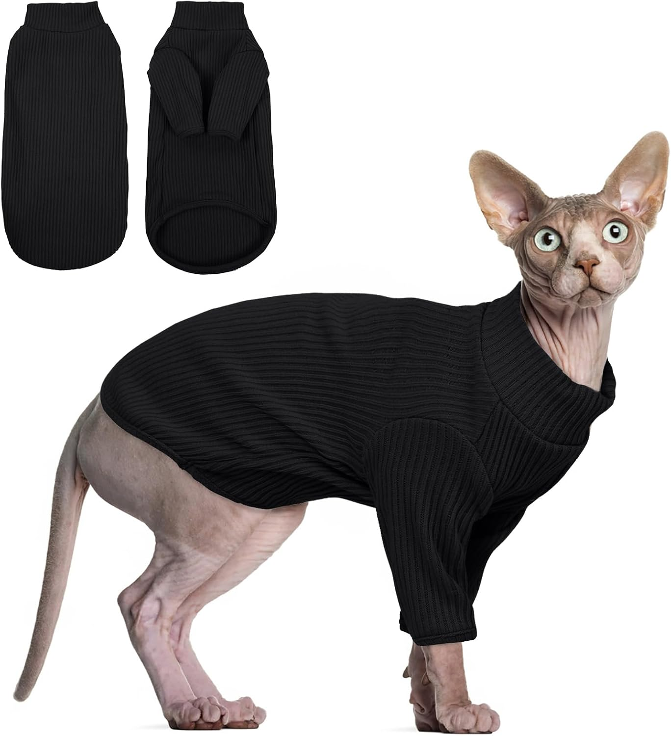 Hjyokuso Cat Clothes, Sphynx Cat Clothing, Cat Jumper Pink, Cat Jumpers for Cats Only, Kitten Clothes Jumper, Breathable Cat Pyjamas, Warm Cat Coat, Cat Sweater, Cat Vest for Sphynx,Cornish Rex - L
