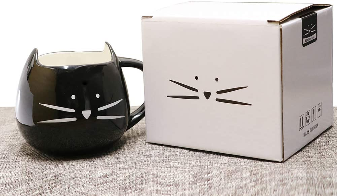 Koolkatkoo Cute Ceramic Cat Coffee Mug 12 Oz Cat Lovers Kitty Tea Mugs Gifts for Women Girls Black image number 5