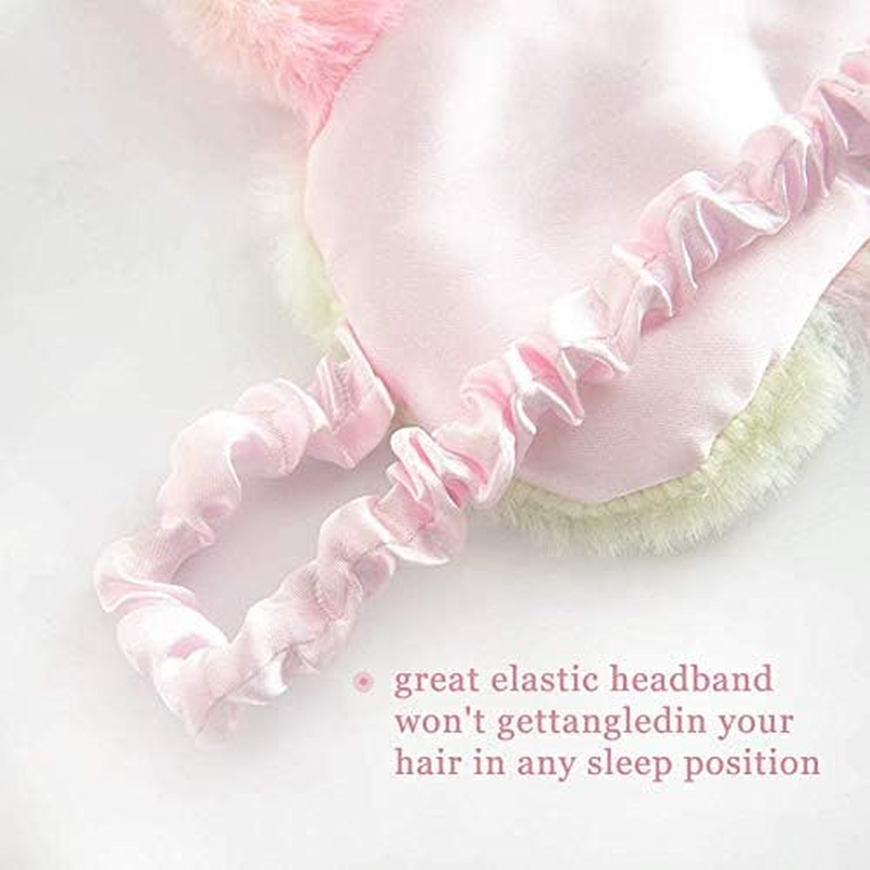 Cute Animal Sleeping Mask Soft Plush Eye Mask Blindfold Cover for Kids Girls Women Home Sleeping Traveling (Colorful Cat) - Colorful Cat image number 3