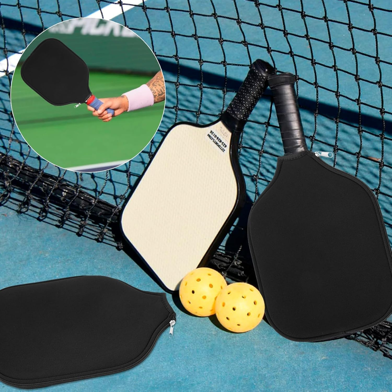 BEANPRECOY 2Pcs Neoprene Pickleball Paddle Covers (8.27 X 11.02 Inch) Durable Pickleball Racket Sleeve Protector for Paddle Storage & Travel, Pickleball Accessories image number 3