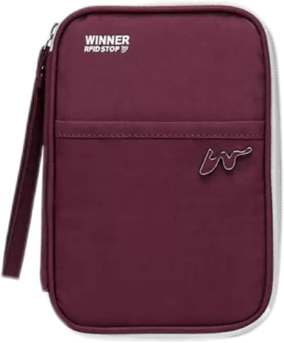 P-H1 Travel Family Passport Holder RFID Blocking Passport Waterproof Wallets for Men Women Travel Document Organizer, Lightweight Portable Passport Cover with Zipper Pocket (Wine Red) image number 6