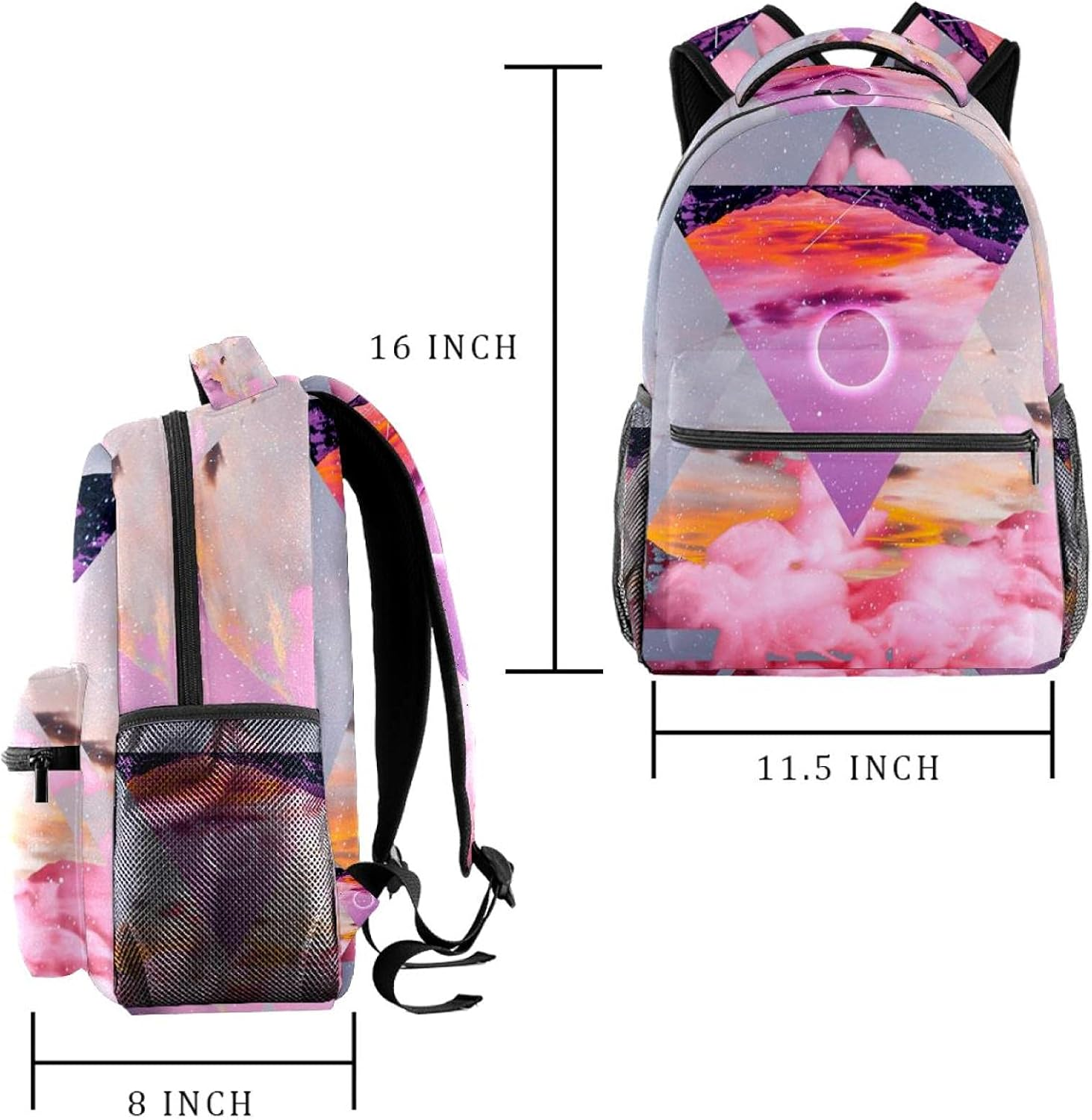 Geometric Shapes Backpack Students Shoulder Bags Travel Bag College School Tote Backpacks