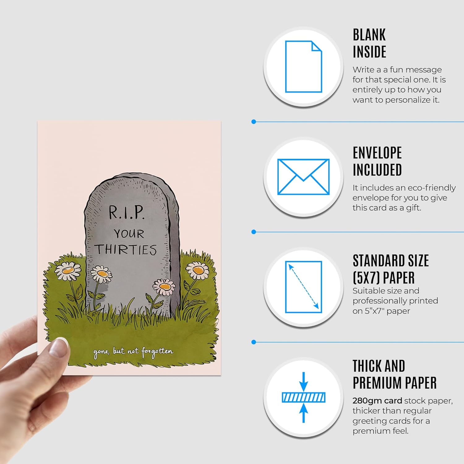 40Th Birthday Card - Funny 40 Birthday Card for Her, Him - Happy Birthday Card for 40 Year Old Women, Men, Mom, Wife, Dad, Aunt or Friend - RIP Thirties Greeting Card image number 4