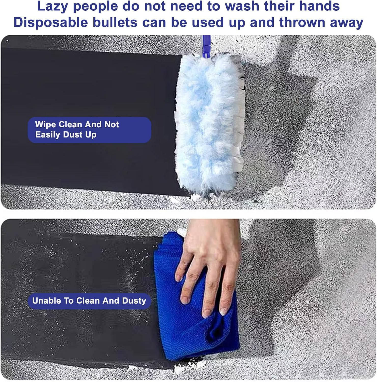 20 Pcs Flash Dust Magnet Refill with Handle,Fluffy Dusters Refills Replacement Duster Head for Cleaning,Blue Disposable Flash Dust Magnet Refills for Home and Car Cleaning image number 5
