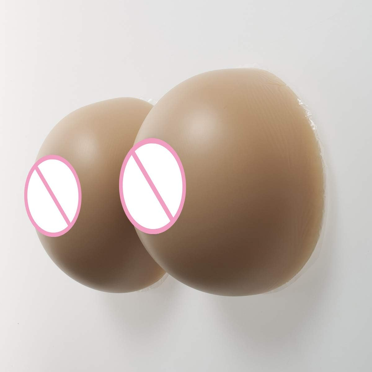 Baronhong Sticky Silicone Breast Forms Mastectomy Prosthesis Bra Portable Fake Boobs for Cosplay Crossdresser;Circular 1 Pair image number 1