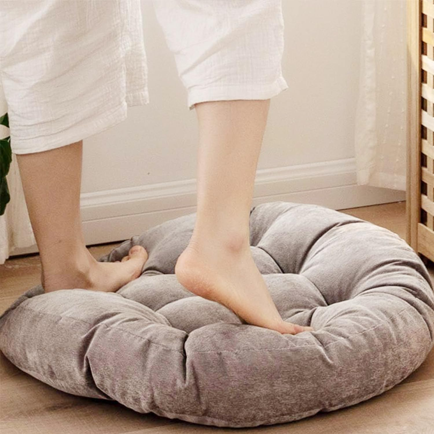 Floor Pillow Cushions, Solid round Seat Cushion, Patio Chair Cushion,Throw Cushion for Indoor/Outdoor Furniture Sitting Living Room Garden (Grey,22X22Inch) image number 2