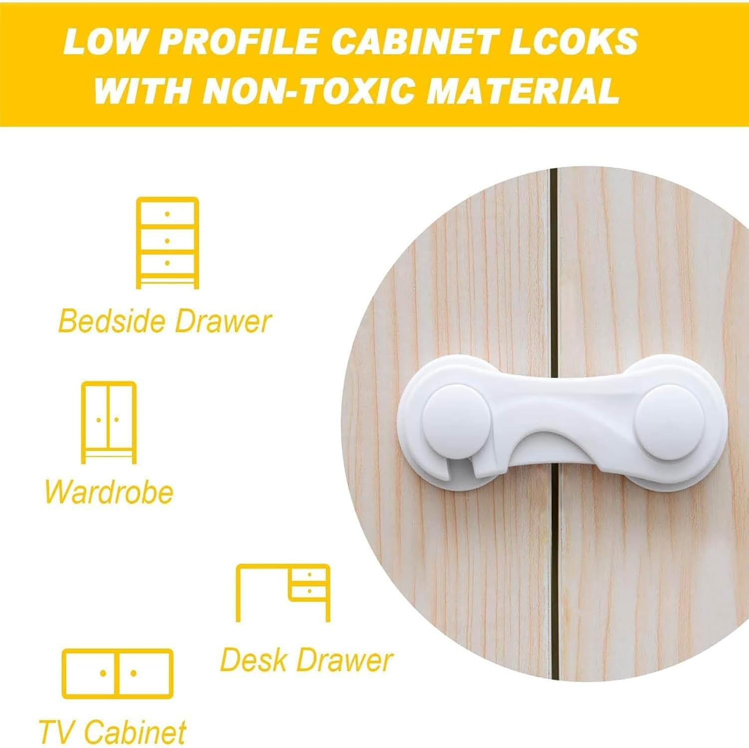 20 Pack Baby Locks Child Safety Cabinet Proofing,Life Child Safety Locks for Drawer Cupboards Fridge Oven Closet and Pantry image number 5