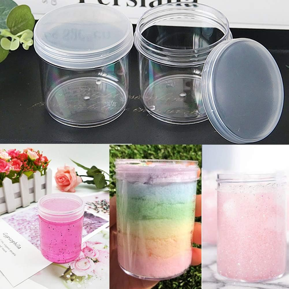 20 Pack 4Oz Empty Clear Slime Containers,Round Plastic Cosmetic Jars with Lids,Transparent Storage Containers for Cosmetics,Lotions,Butters,Slime Making and Food Storage image number 3