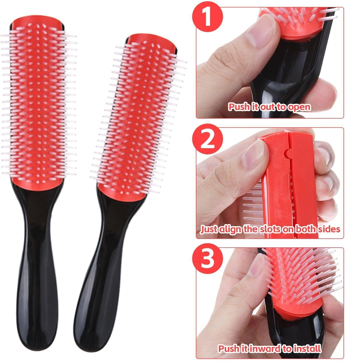 Pack of 3 Plastic Curly Hair Combs, Combs and Knot Comb, Reusable, Universal for Men and Women, Comfortable for Travel and Hairstyle Accessories image number 5