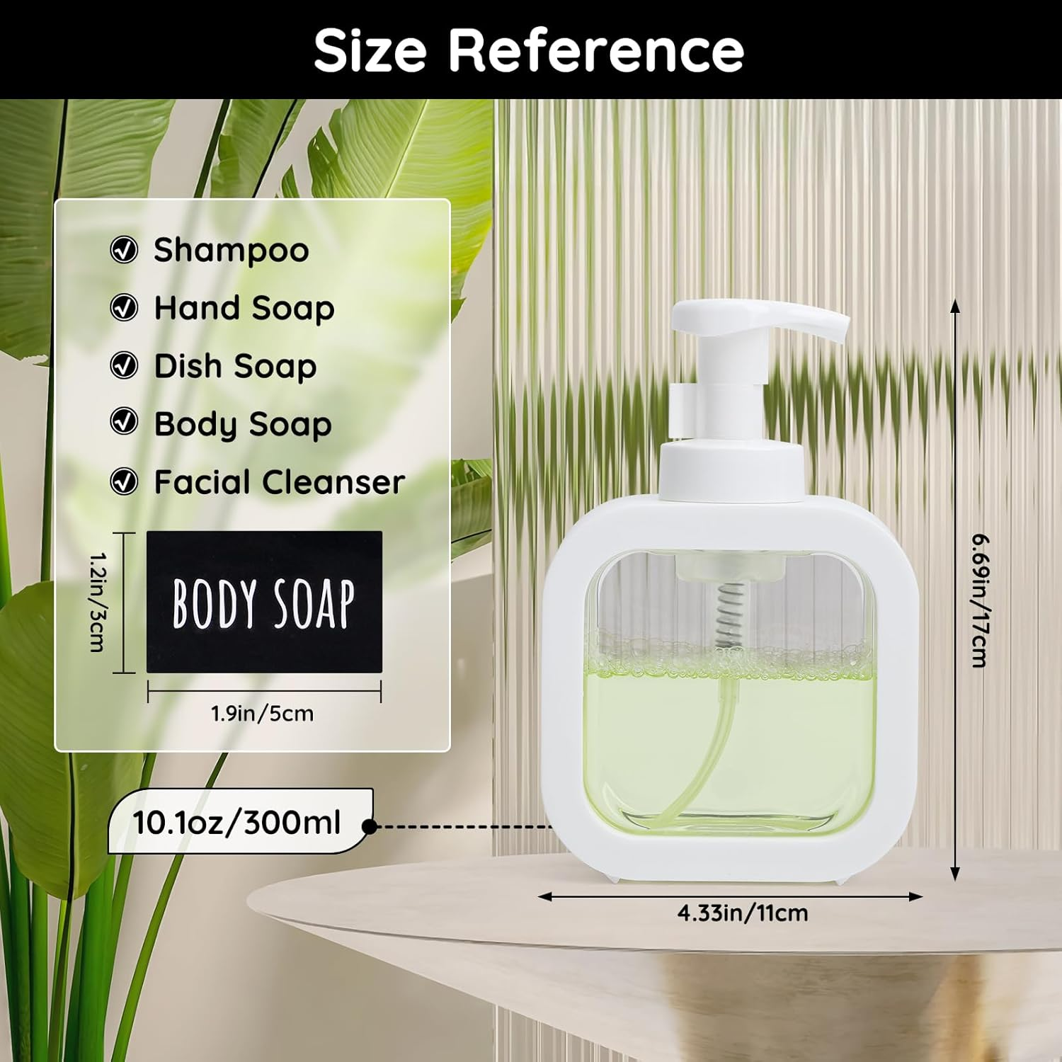 Segbeauty Foaming Soap Dispenser White, 3 Packs 10.1Oz Refillable Liquid Hand Soap Dispenser for Bathroom Kitchen, 300Ml Modern Home Decor Pump Bottle Foam Dish Wash Dispenser image number 1