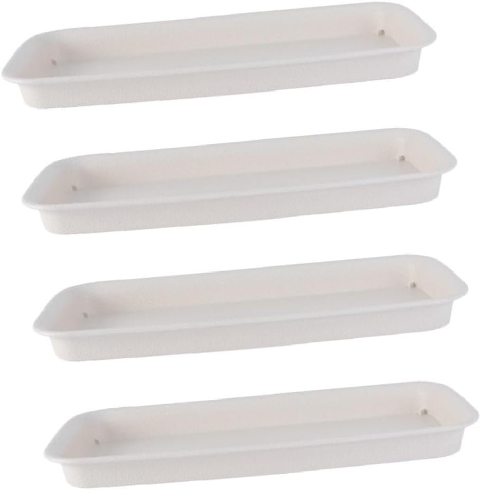 KONTONTY 4Pcs Rectangular Flowerpot Plate Plant Pot Holder Plastic Trays Outdoor Gardening Trays Pan Plant Containers Accessories Planter Succulent Pots Thickened Water Pan Easy Clean image number 1