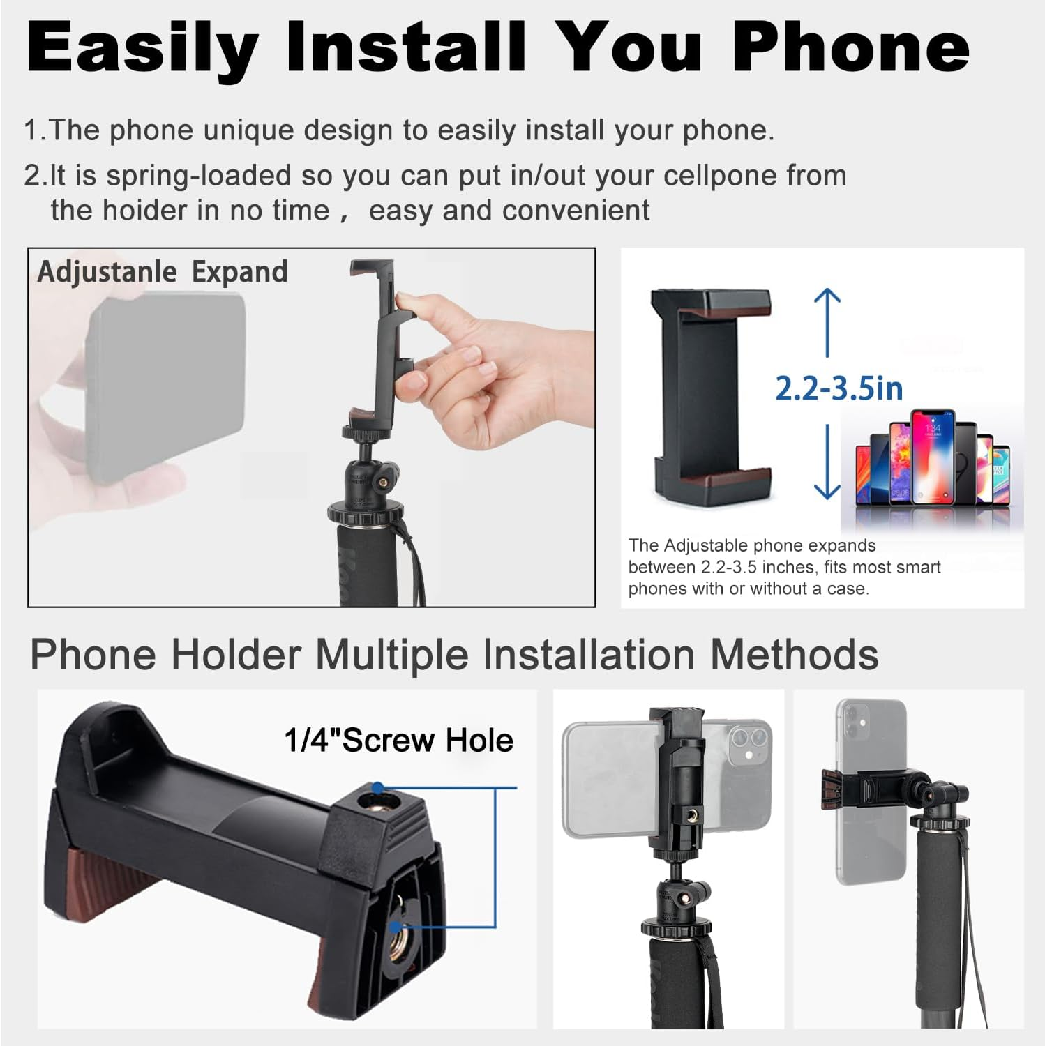 Koolehaoda Carbon Fiber Monopod, 6-Section Portable Compact Camera Monopod Unipod Stick. Max Load 22Lbs/10Kg - MP286C image number 3