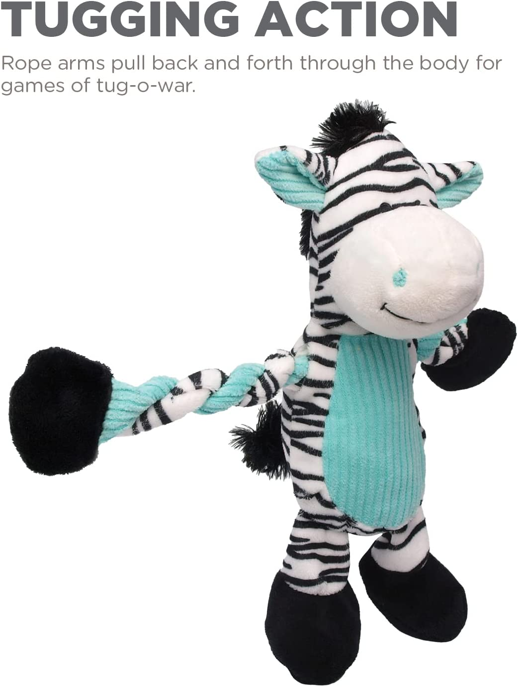 Charming Pet Pulleez Zebra Plush Squeaky Dog Toy image number 1