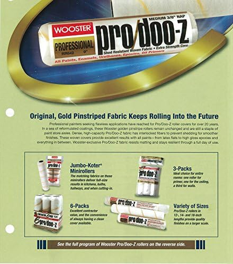 Wooster Brush Pro/Doo-Z Roller Cover 3/4-Inch Nap, RR644-9