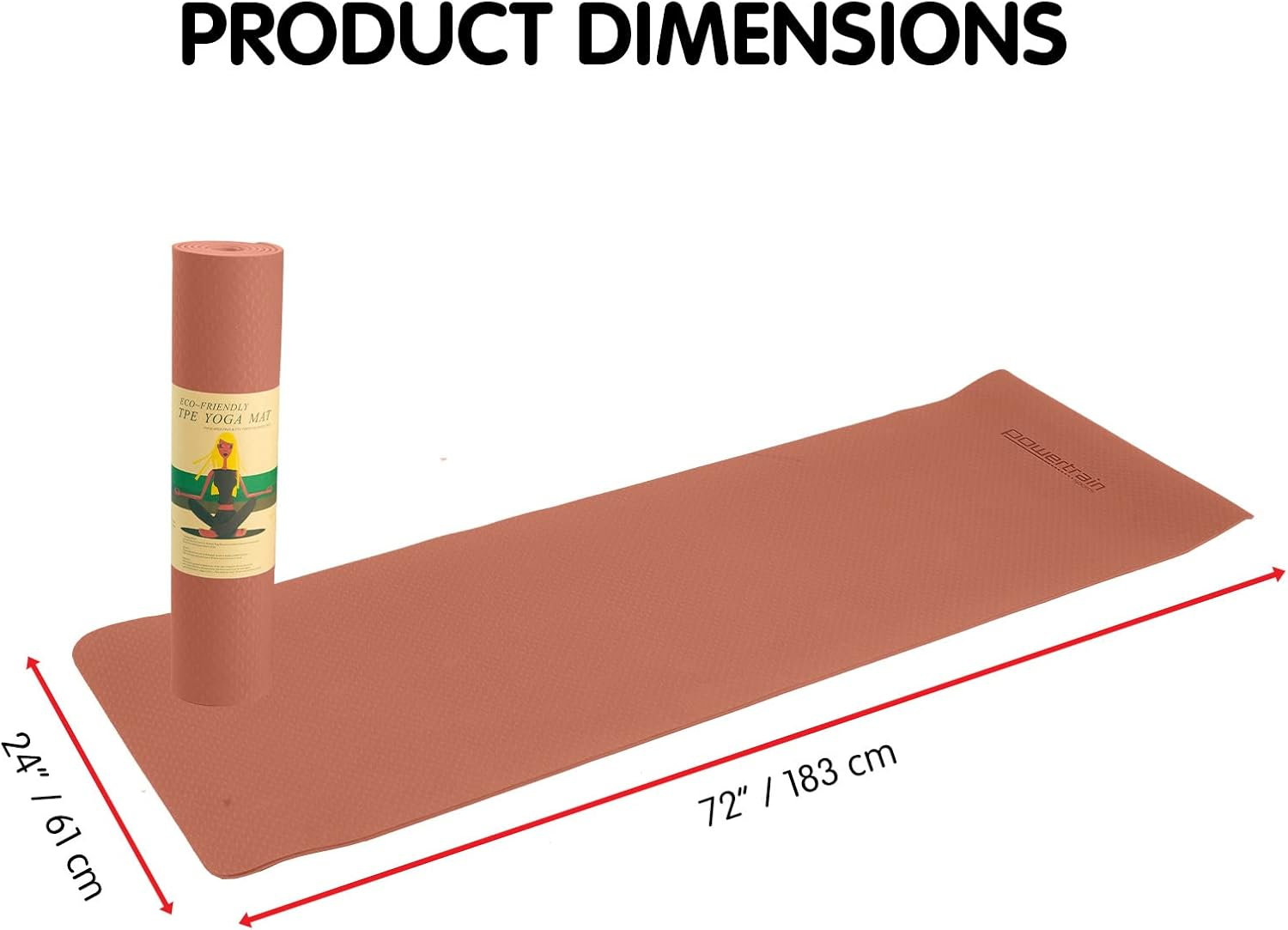 Powertrain Eco-Friendly TPE Yoga Pilates Exercise Mat, 6 Mm, Pink image number 5