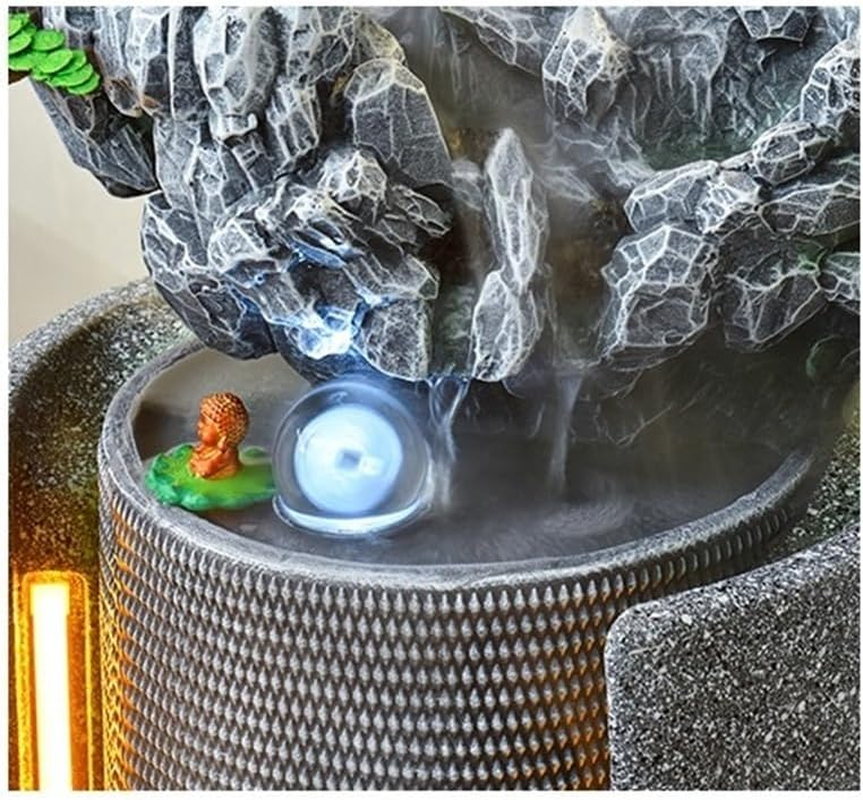 Outdoor Fountain 163Cm Height Living Room Rockery Flowing Ornaments Office Floor to Ceiling Feng Shui Fountain Water Scenery(Dark Gray) image number 5