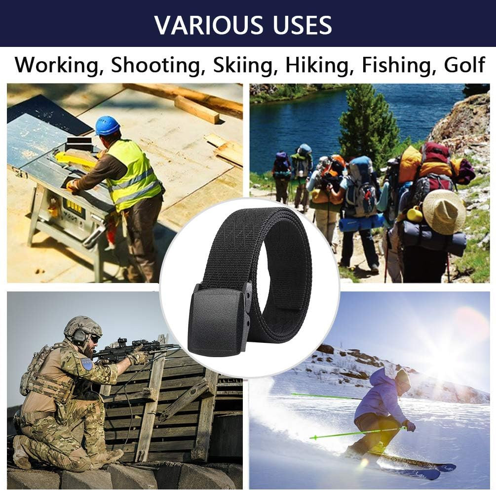 Lionvii Belts for Men - Fashion Belt Man Nylon Fabric for Casual Jeans Outdoor - Adjustable Trim to Fit 28-49" Waist - Black Track image number 7