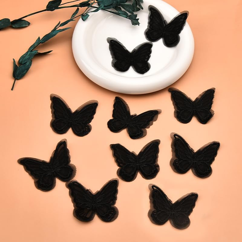 10Pcs Black Butterfly Hair Clips for Women Girls Halloween Lace Embroidery Butterfly Hair Barrettes for Thick Thin Hair Decorations for Party Prom Cosplay image number 2