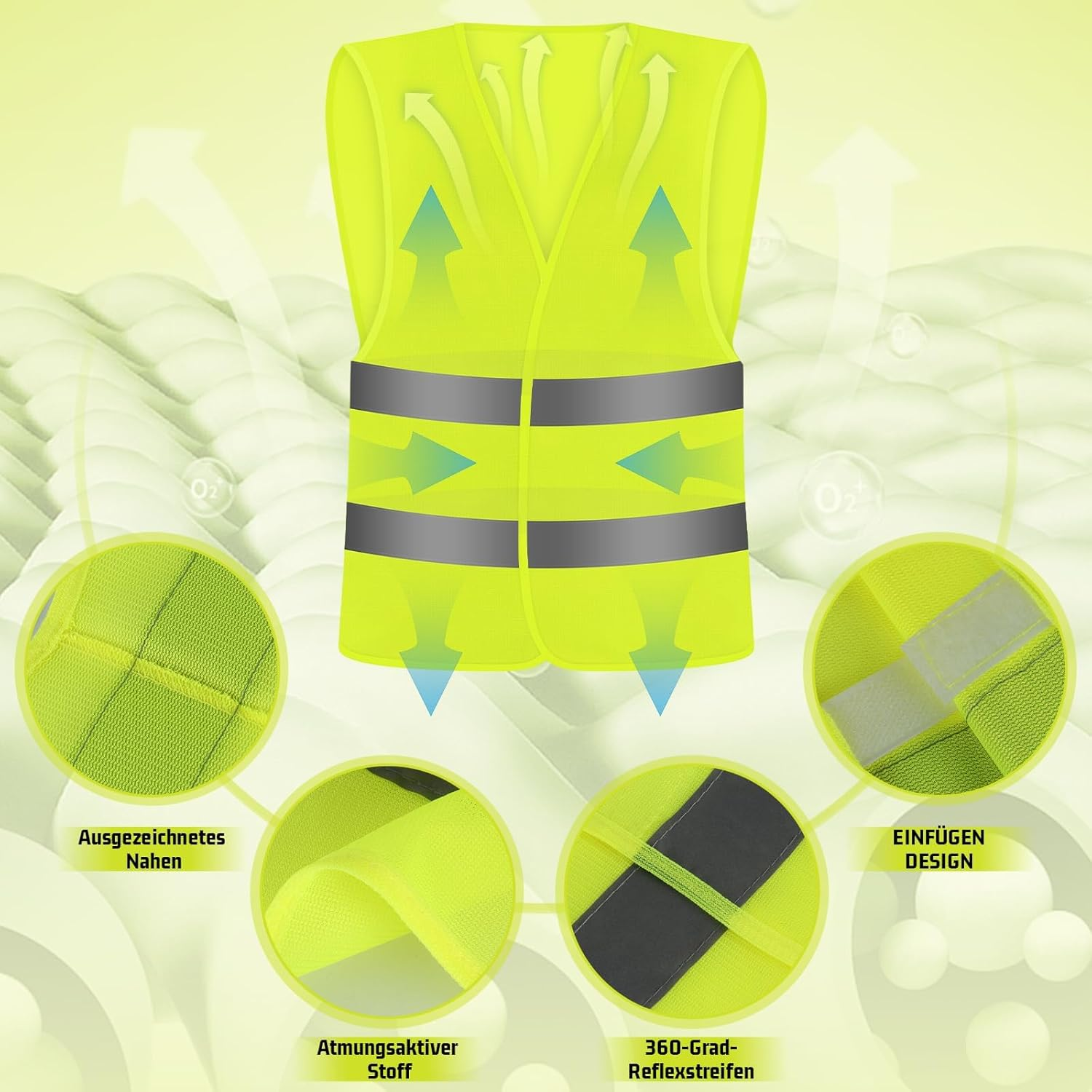 5 Pack Hi Vis,Safety Vests,Standard Size Reflective High Visibility Vests,Unisex Hi Vis Jacket for Traffic Work, Running, Surveyor and Security Guard Construction Vest image number 2