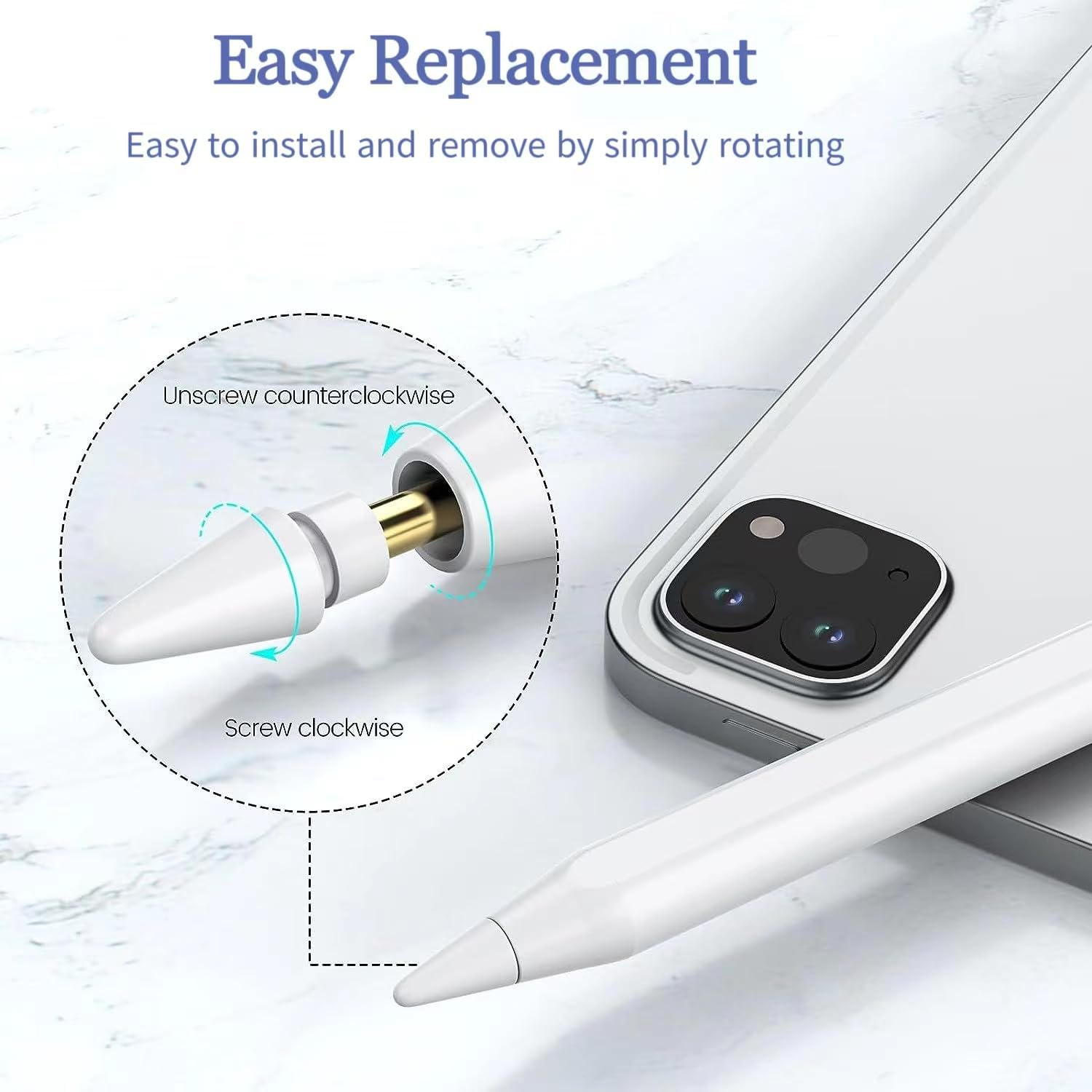 LYSYOL Pencil Tips 5-Pack | Precision Nibs for 1St/2Nd Gen | Smooth Writing & Screen Protection image number 3