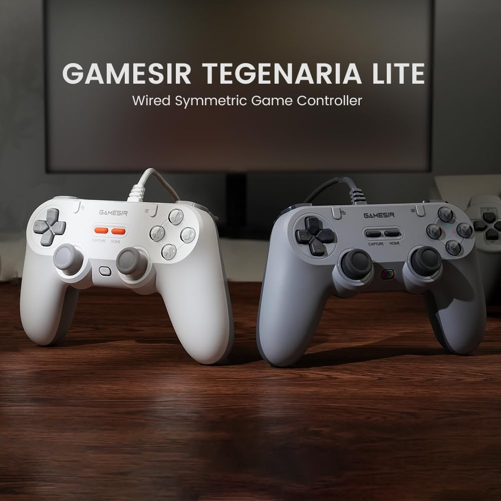 Gamesir Tegenaria Lite Wired Game Controller for Switch, Android, Ios, PC, Steam with Retro 90S Design, Hall Effect Sticks, 1000Hz Polling Rate, Dual Rumble Motors, Mappable Back Buttons, Ultra-Low Latency, Ergonomic Design -Serene White image number 2
