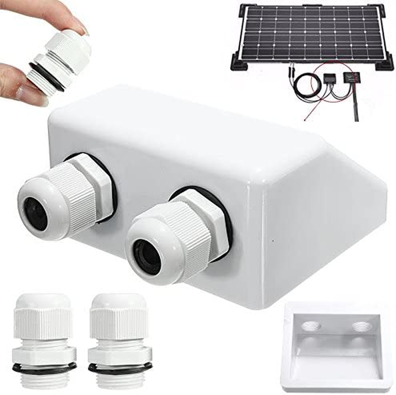 NUZAMAS Waterproof Twin/Double Cable Entry Gland Box for Solar Panel Satellite Aerial Caravan Motorhome RV Camping Van Boat Uv-Resistant -White image number 3