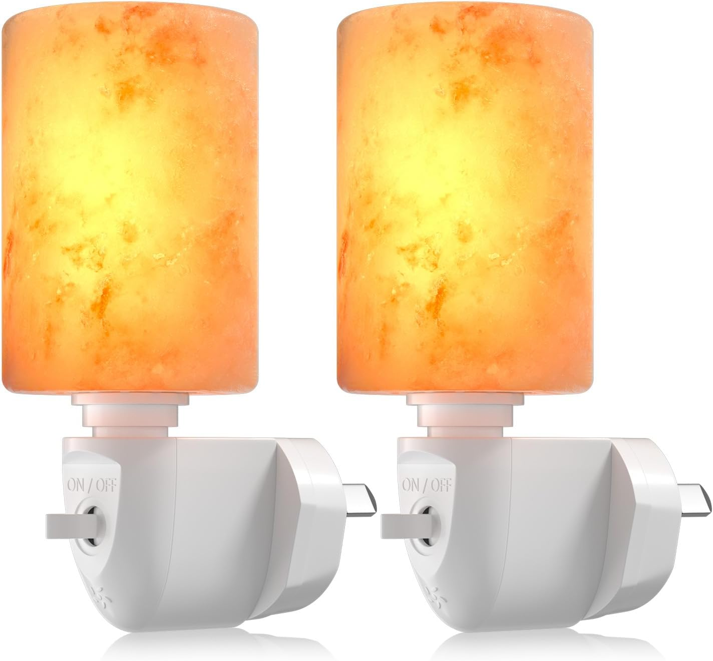 Brightark Salt Lamp Plug in Night Light with Wall Plug, Pink Crystal Rock Himalayan Salt Lamps, Bathroom Bedroom Night Light, Hand Crafted Cylinder Size, 2 Pack image number 1