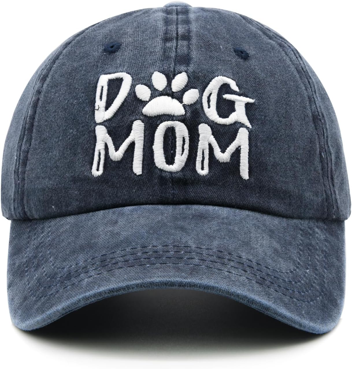 Women'S Embroidered Dog Mom Hat Adjustable Washed Denim Baseball Cap