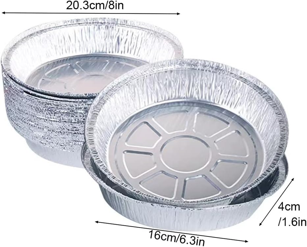 50Pcs round Foil Trays, Disposable Foil Baking Trays, Aluminium Foil Tray Containers, Oven Air Fryer round BBQ Oilproof 8Inch Aluminum Foil Liner Roasting(Size:20.3Cm/8Inch) image number 6