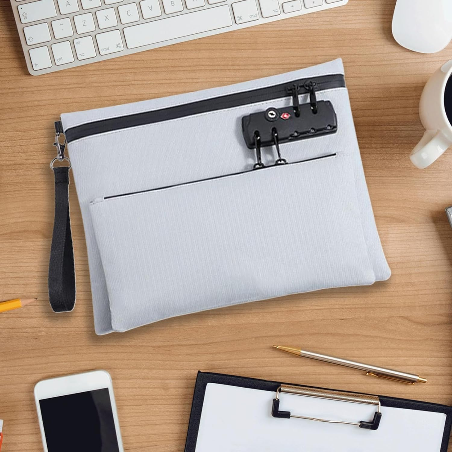 Locking Money Bag - Accessories Pouch,Double-Layer Wallet for Register Fashion Cash Notary Supplies Passports Bank Secure Storage Travel Business image number 5